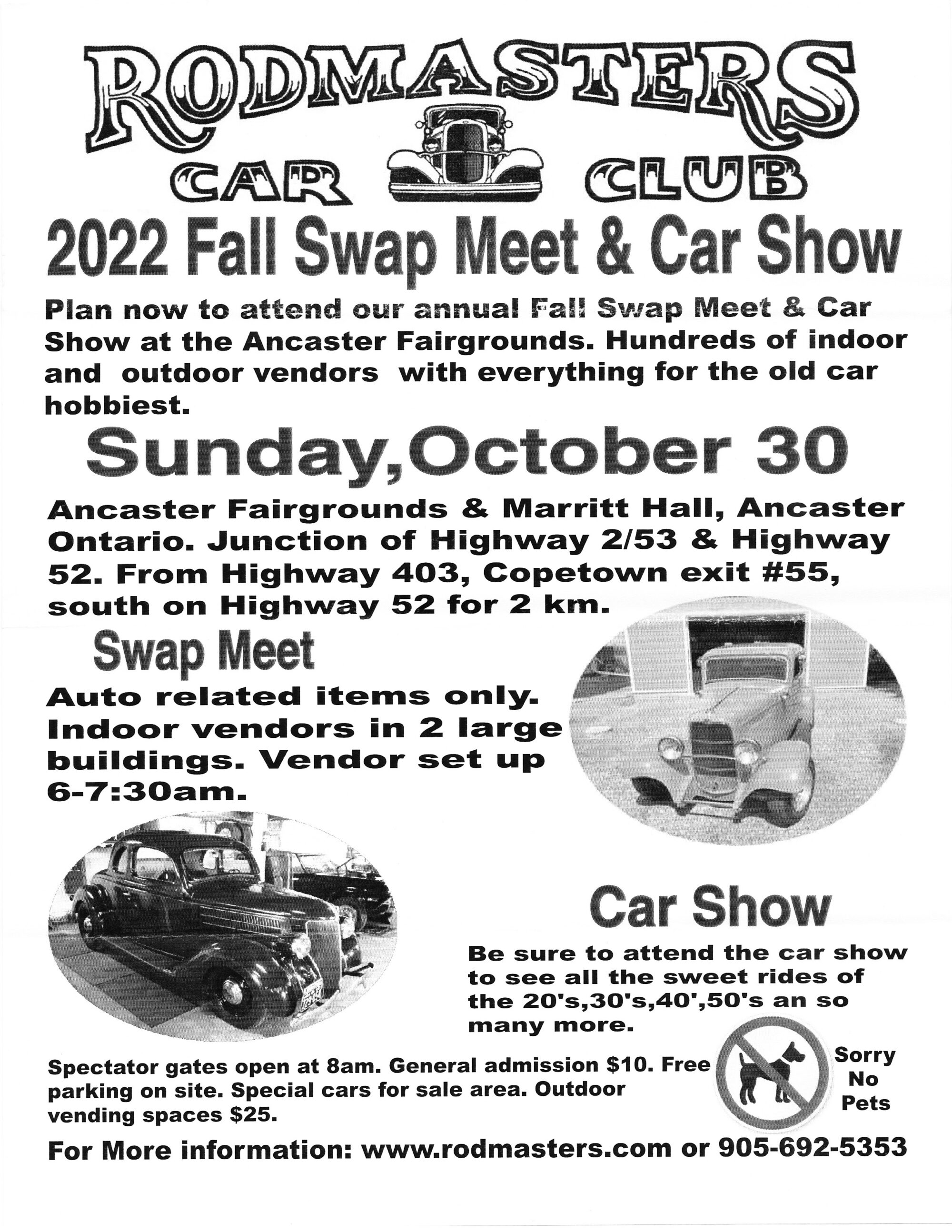 Rodmasters Car Club Fall Swap Meet - 2022